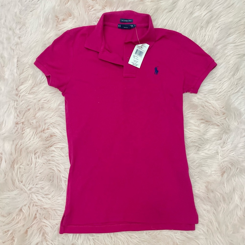 NWT Ralph Lauren Polo Hot Pink Collared Shirt Size Small